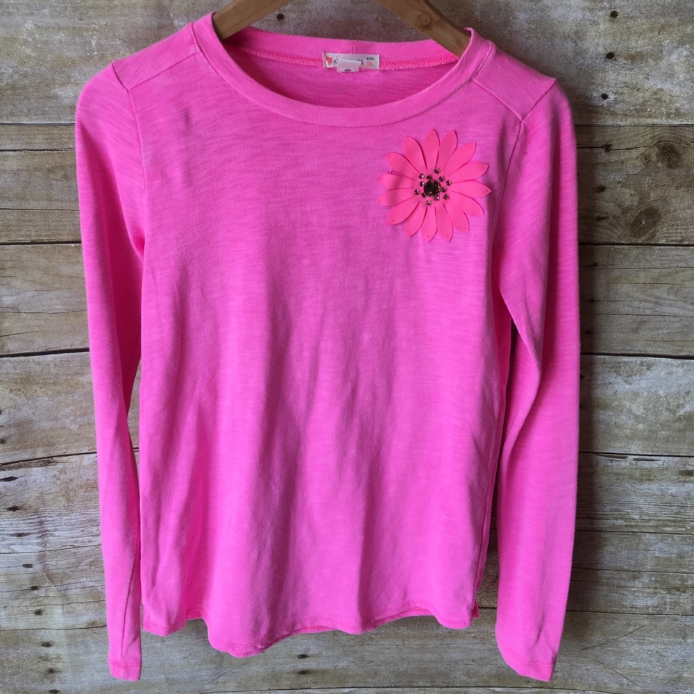 Girls ( Crew Cuts ) Hot Pink Bling Flower Shirt